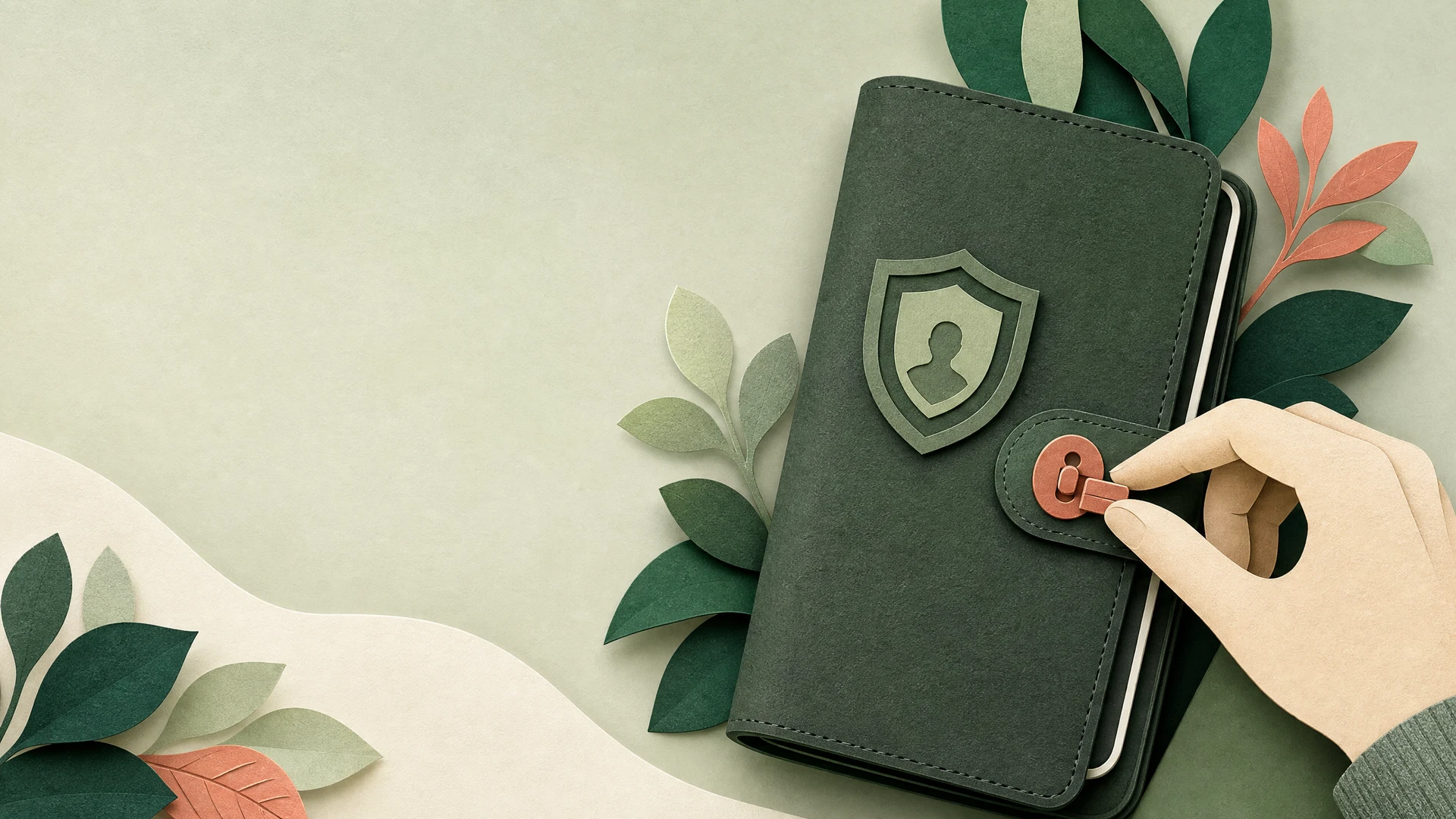 Une photographie éditoriale montrant un smartphone posé sur un bureau épuré, affichant un champ de saisie sécurisé à côté d'une carte d'identité dont les informations sont discrètement floutées.